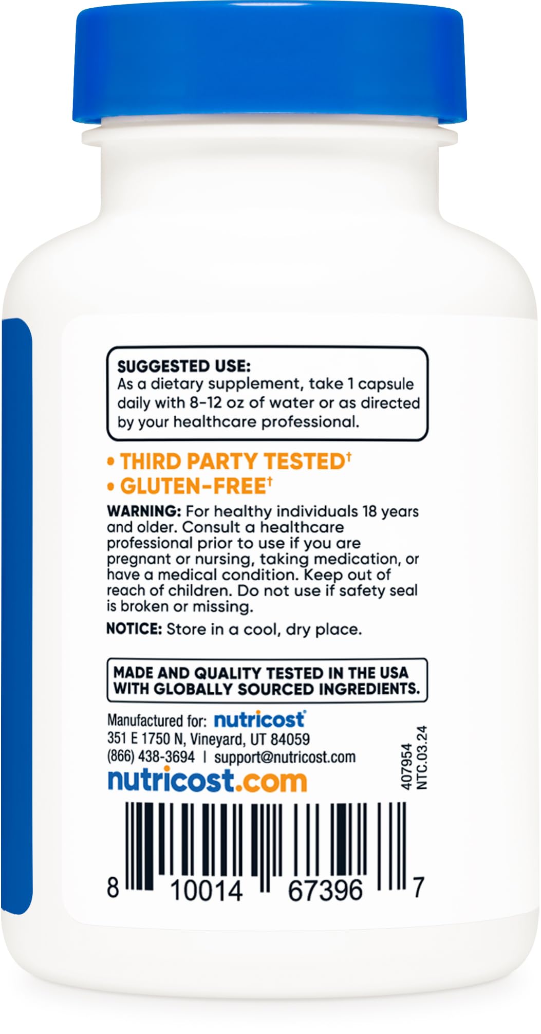 Nutricost Luteolin serving capsule in hand for convenient daily intake