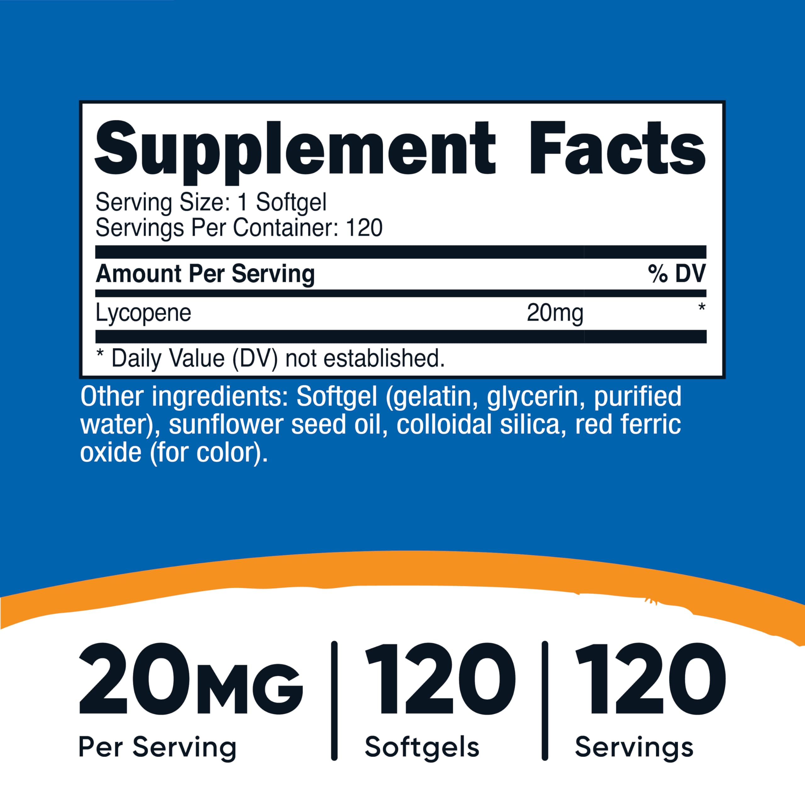 Nutricost Lycopene softgel close-up showing smooth capsules for daily use