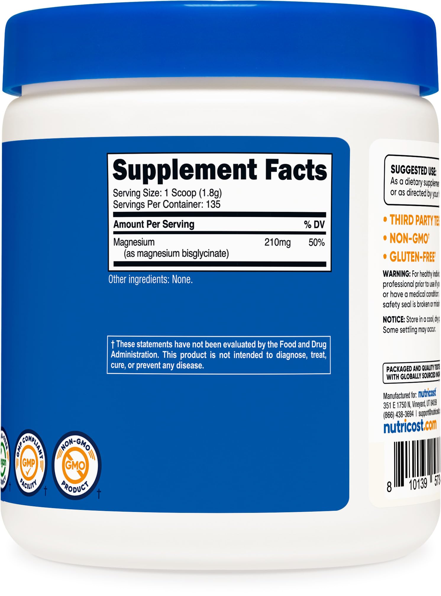 Facility badge showing GMP-compliant production at Nutricost