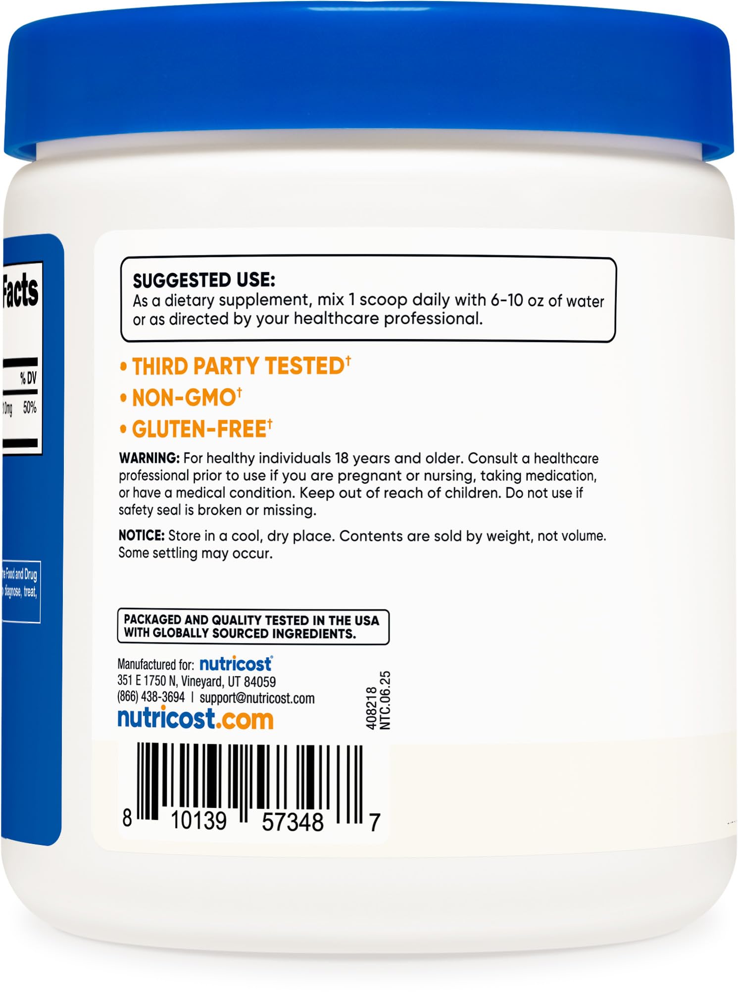 Nutricost Magnesium Bisglycinate being poured into a glass for quick mix
