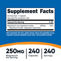 Close-up of Nutricost magnesium capsules highlighting easy daily intake.