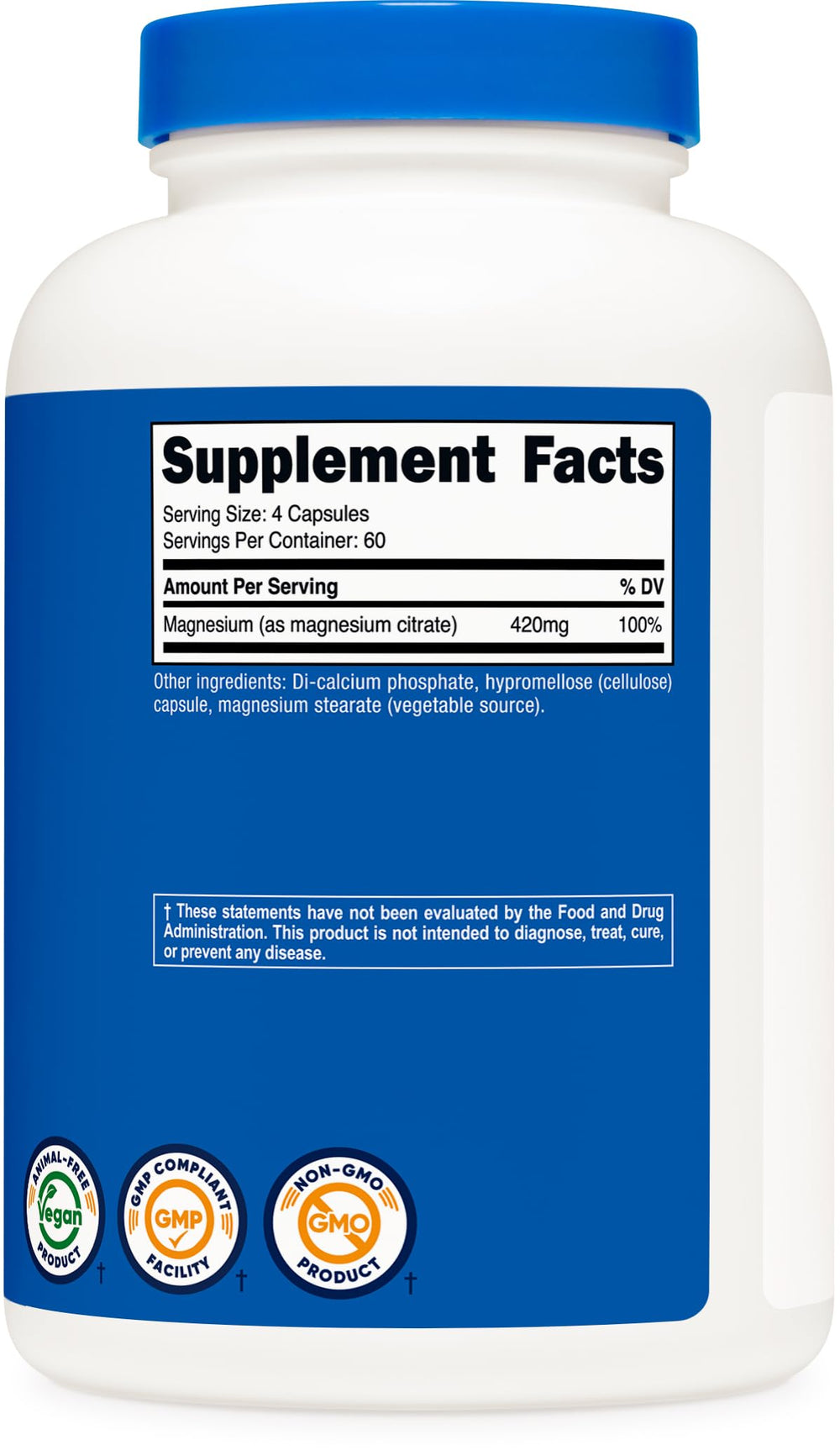 Nutricost Magnesium Citrate bottle shows 60 servings for daily use and value.