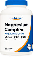 Nutricost Magnesium Complex 250mg bottle shown for daily wellness.