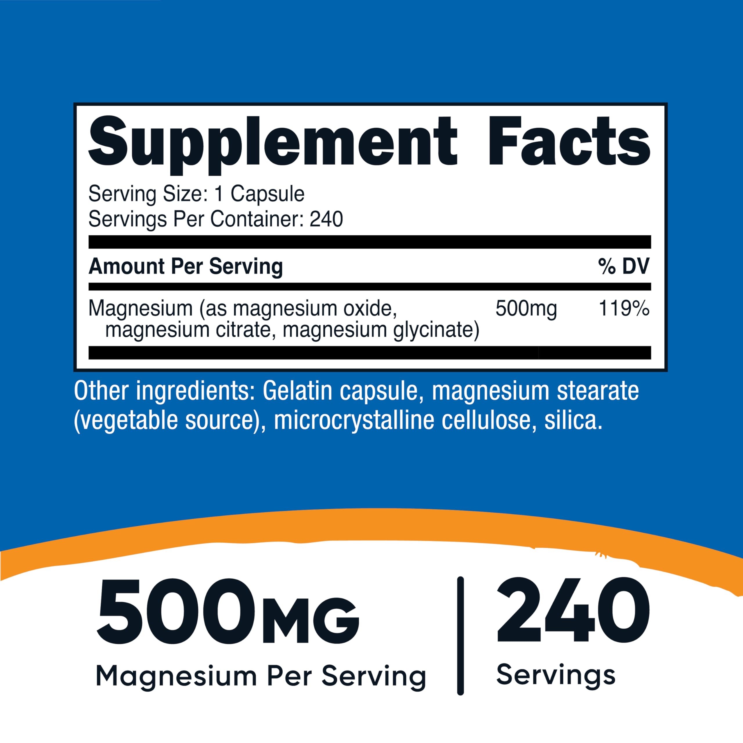 Closeup of Nutricost Magnesium Complex capsules for easy daily use