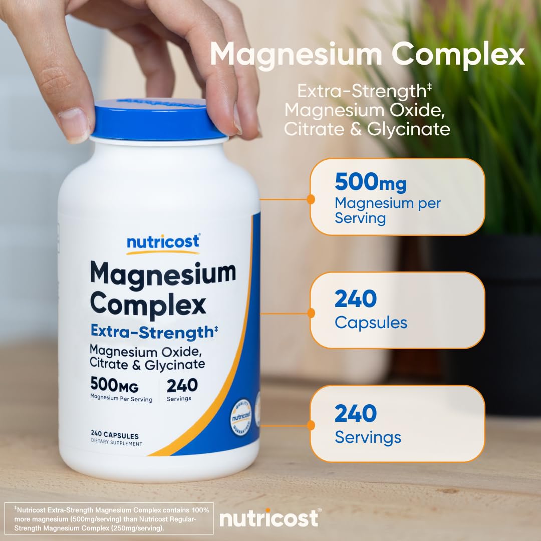 Gluten free and non GMO badge on Nutricost Magnesium Complex packaging