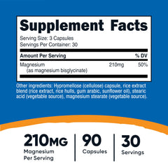 Nutricost Magnesium Glycinate Capsules label highlights GMP and quality.