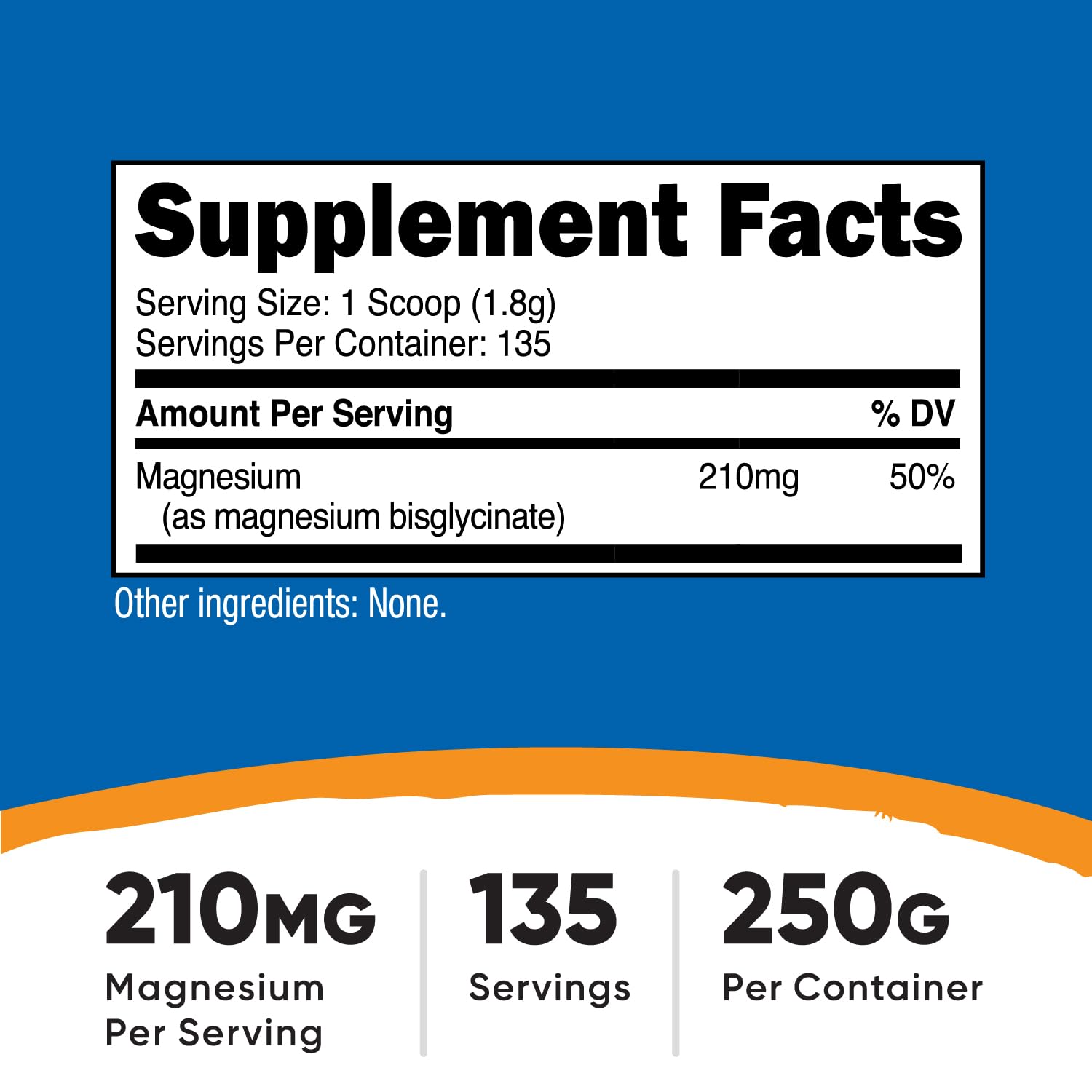 Nutricost Magnesium Glycinate Powder bottle-back with serving size for daily mineral intake