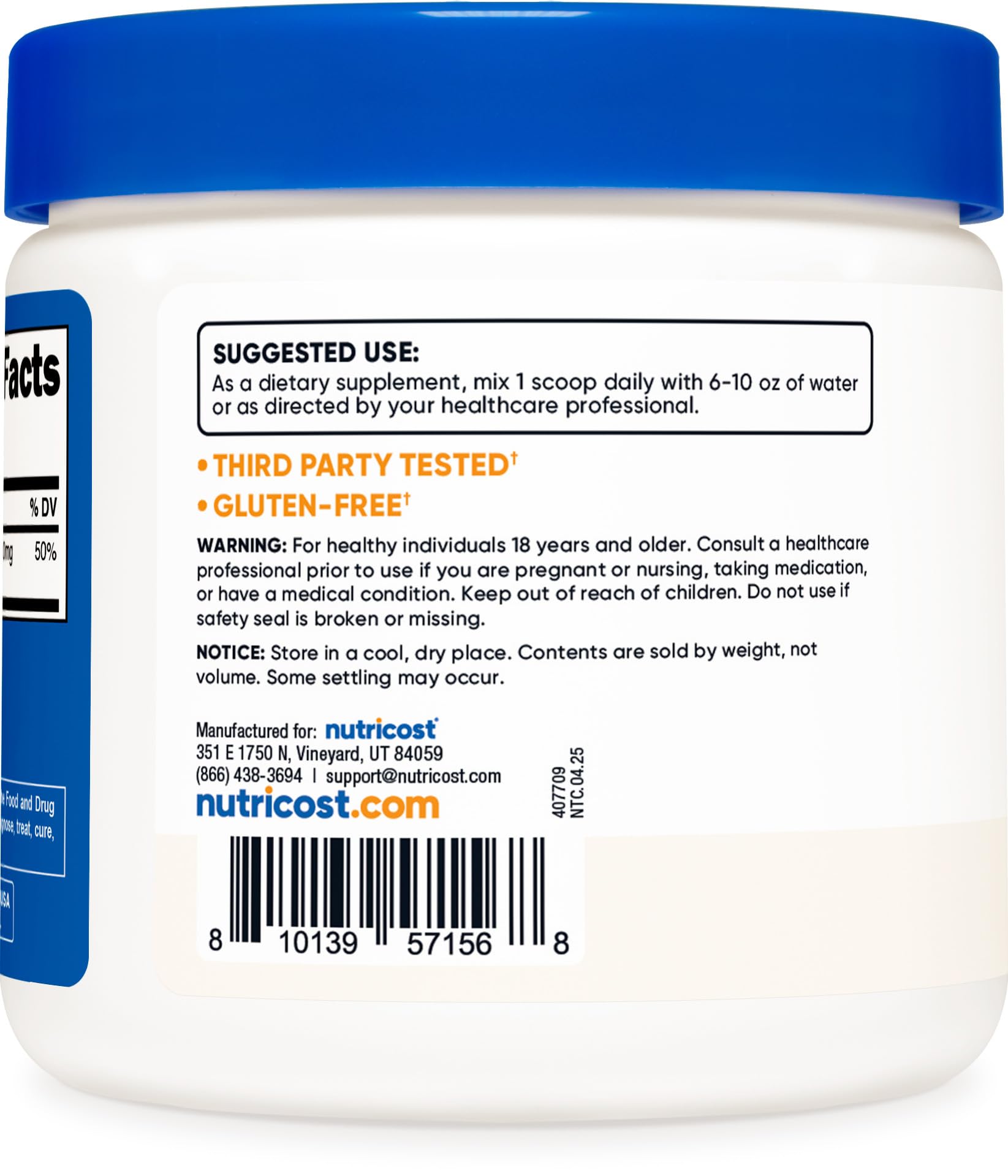Nutricost Magnesium Glycinate Powder texture-closeup shows pure, unflavored powder