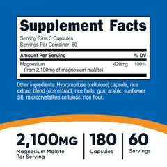 Nutricost Magnesium Malate capsules in veggie form for vegetarian use.