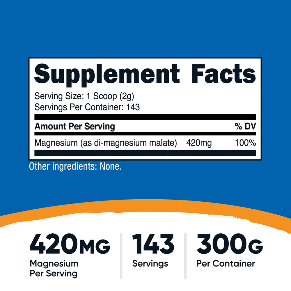 Nutricost Magnesium Malate Powder scoop-dispense showing easy-to-measure serving.