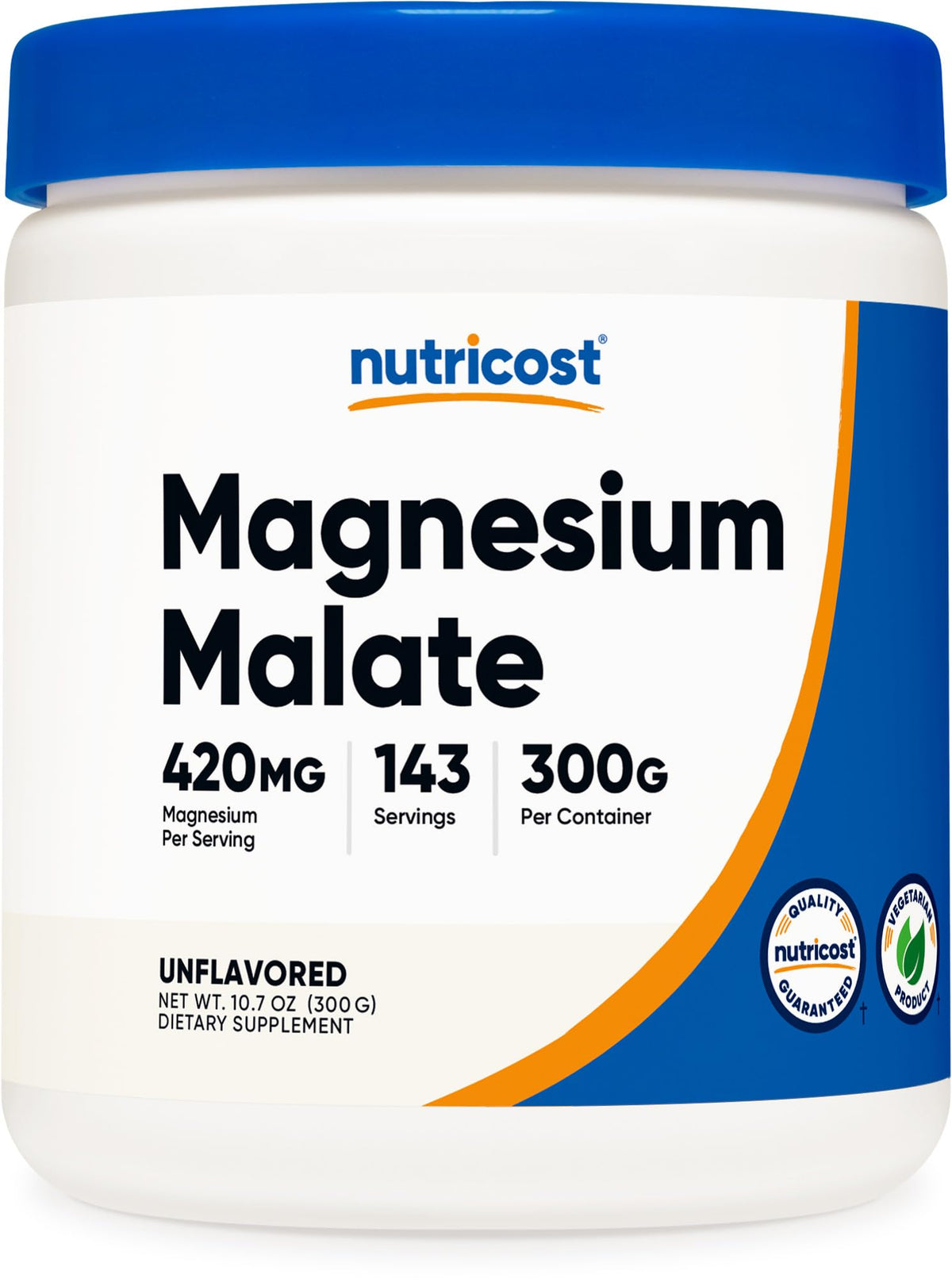 Nutricost Magnesium Malate Powder tub front for daily supplement routine.