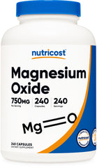 Nutricost Magnesium Oxide 750mg bottle for convenient daily mineral support.