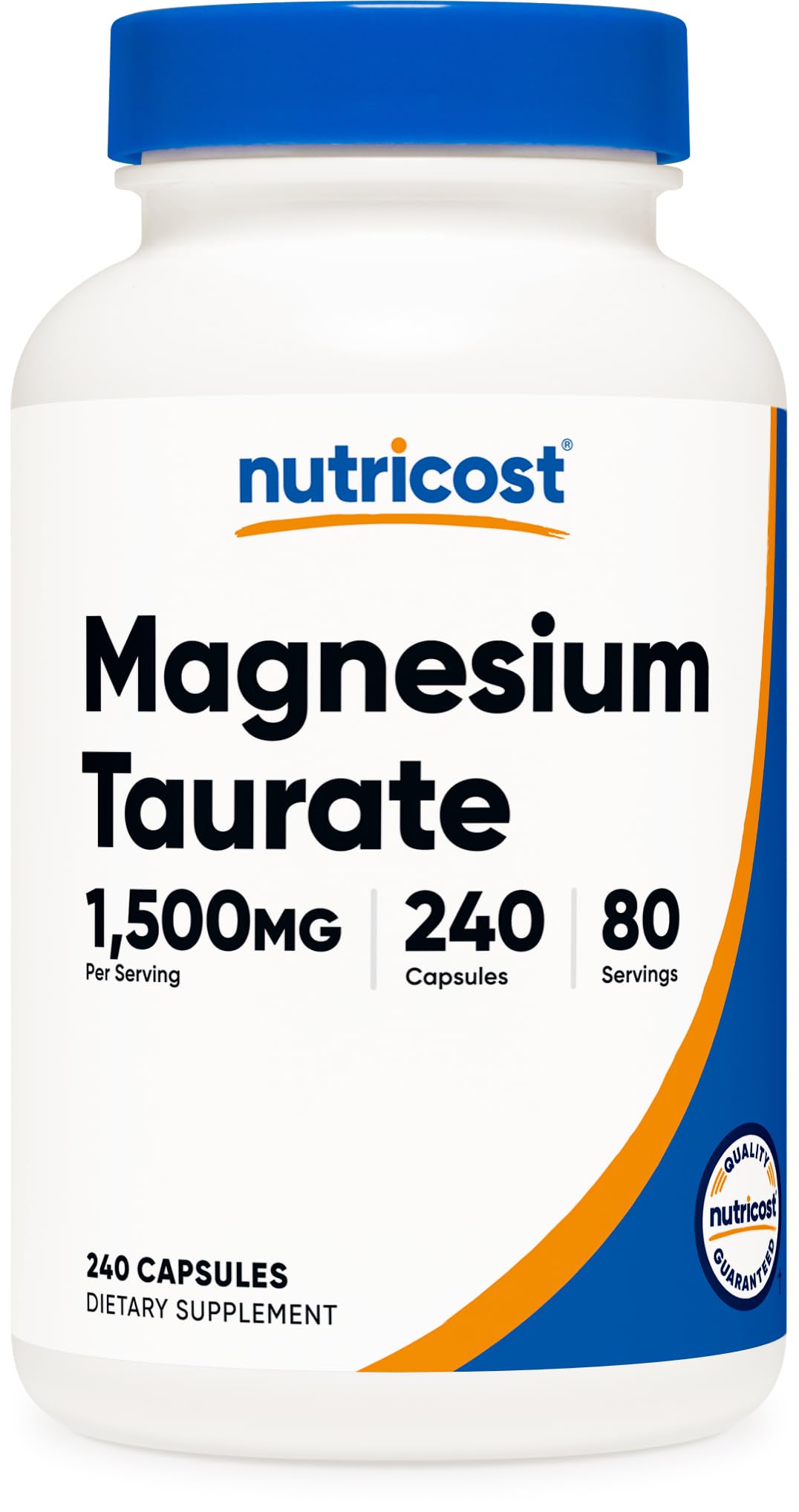 Nutricost Magnesium Taurate capsules bottle front, convenient daily wellness option