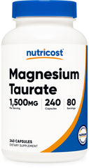 Nutricost Magnesium Taurate capsules bottle front, convenient daily wellness option