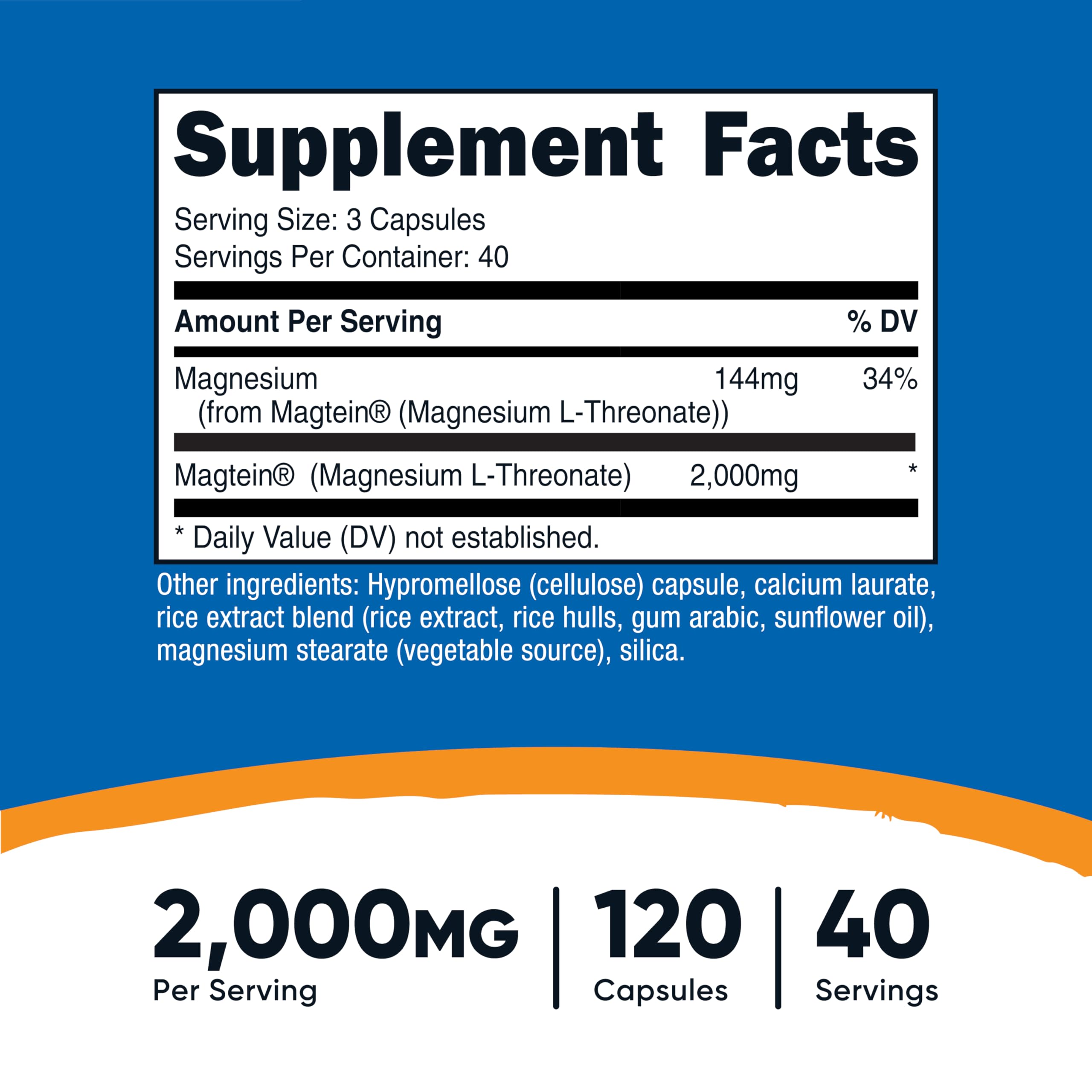 Nutricost Magtein capsules closeup showing convenient daily magnesium support.
