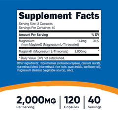 Nutricost Magtein capsules closeup showing convenient daily magnesium support.