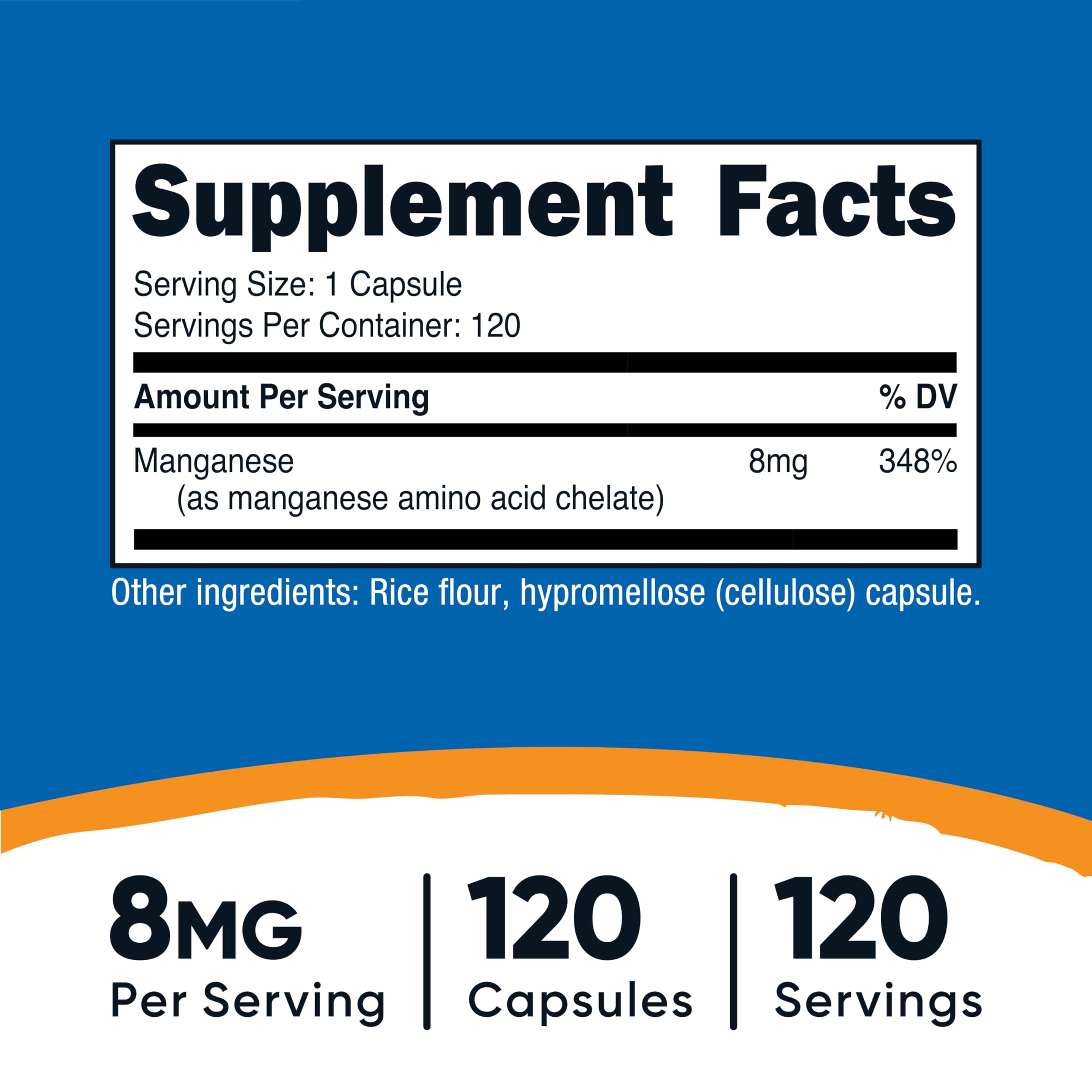 Nutricost manganese capsules close-up designed for easy absorption
