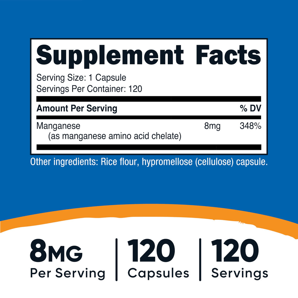 Nutricost manganese capsules close-up designed for easy absorption