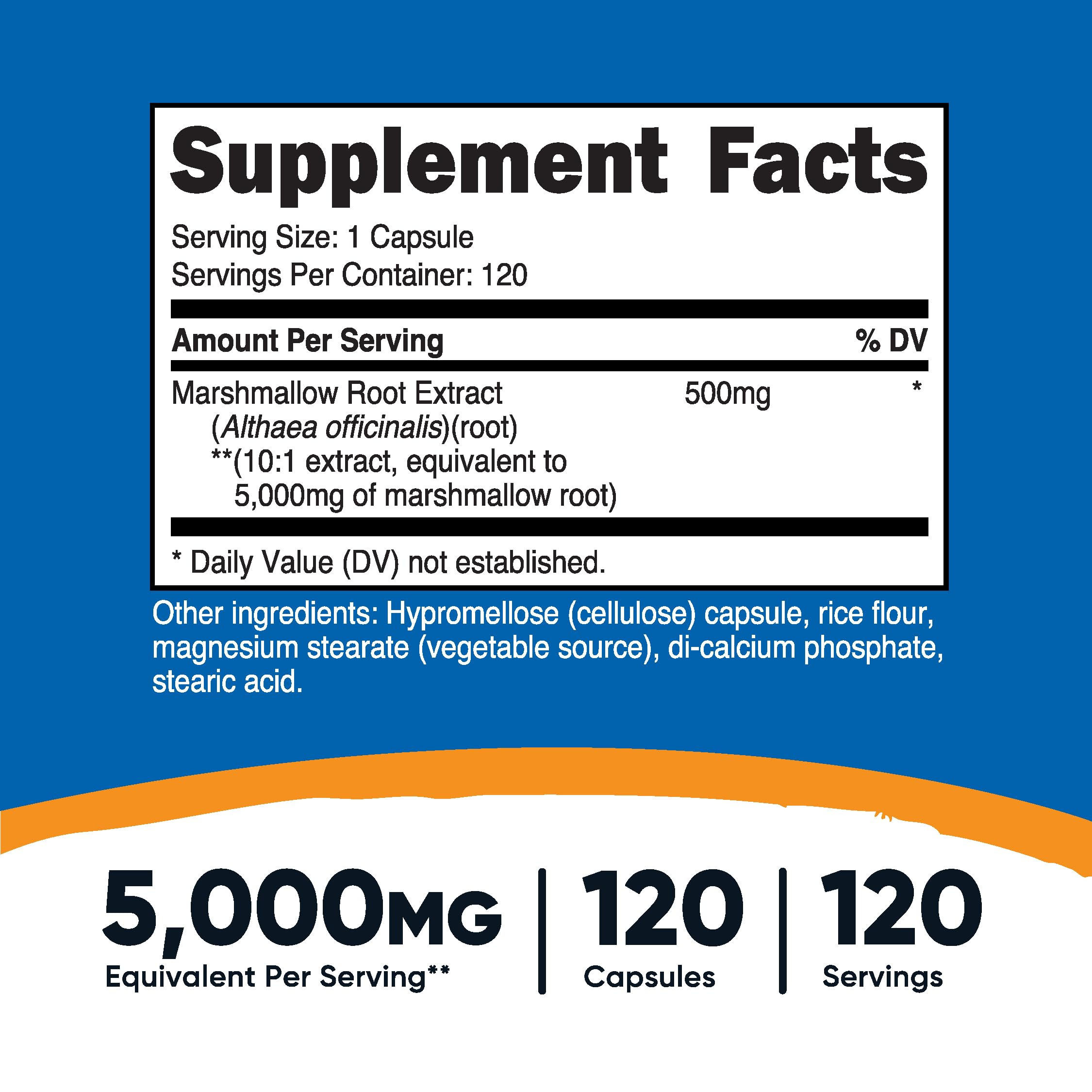 Nutricost Marshmallow Root capsules inside bottle for an easy daily routine.