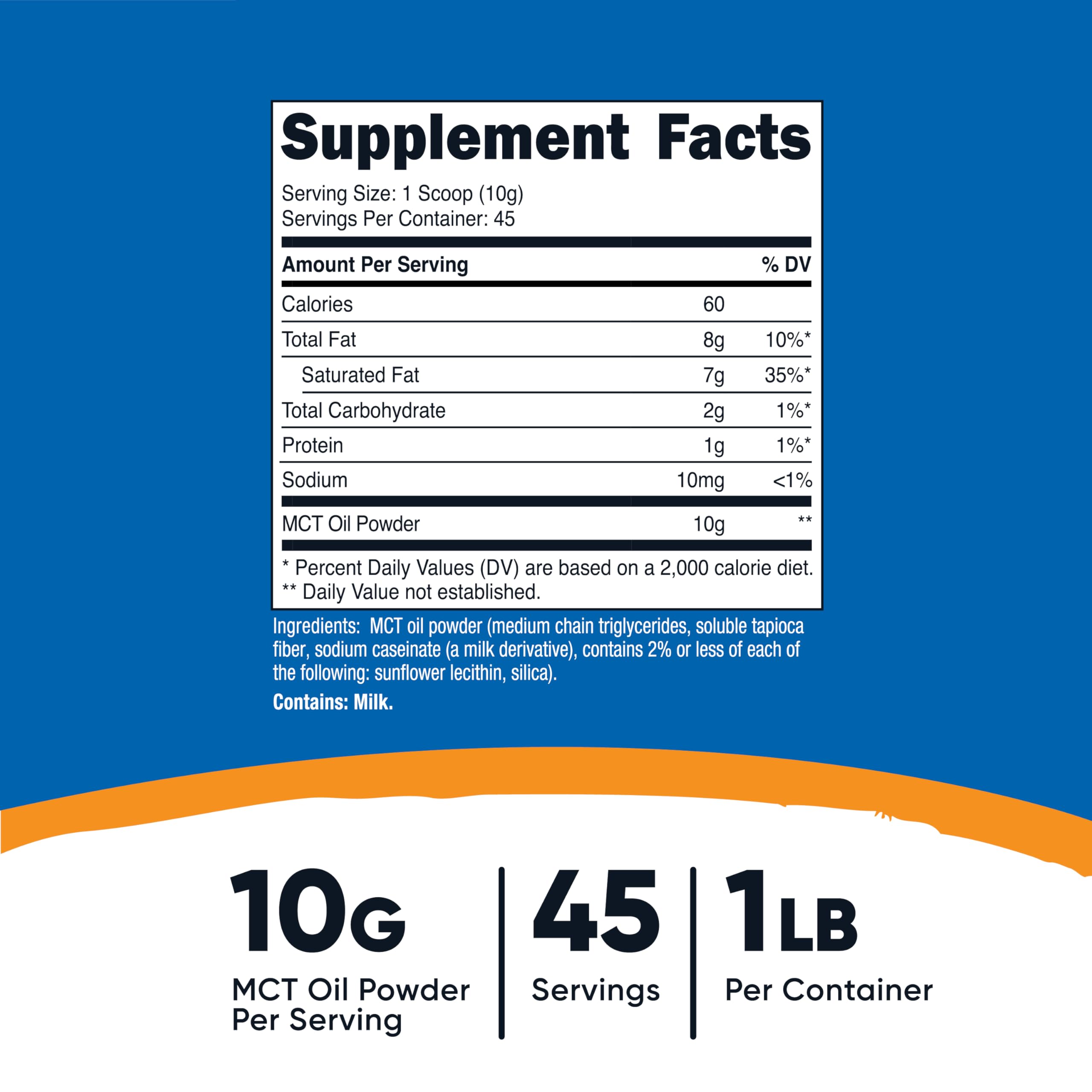 Nutricost MCT Oil Powder scoop for easy daily dosing.