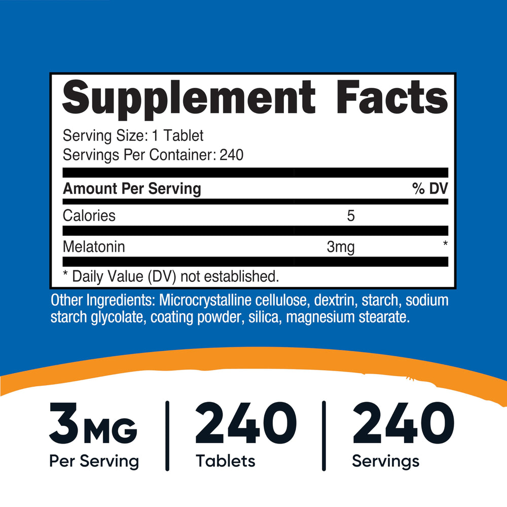 Nutricost Melatonin 240-tablet bottle front view for reliable nightly dosing.