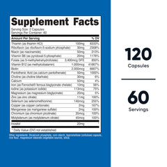 Nutricost Methylated B Complex bottle side shows serving size and label.