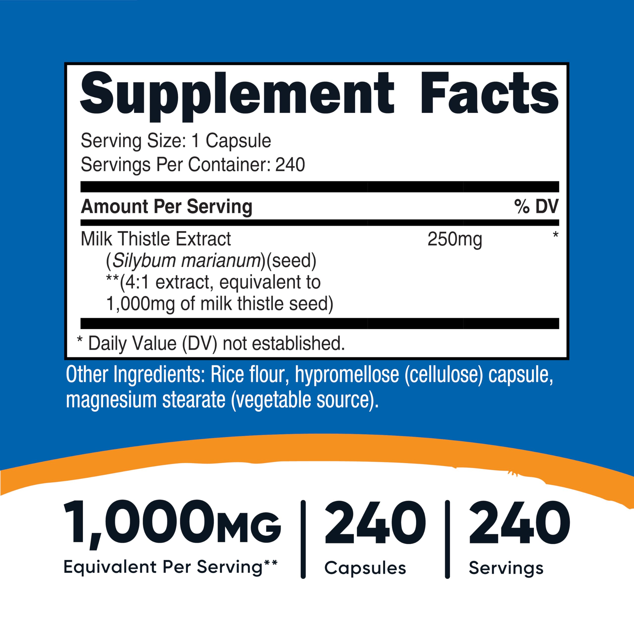 Nutricost Milk Thistle capsules close-up highlighting compact, easy-to-swallow design