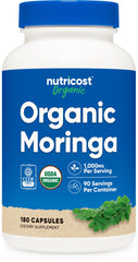 Nutricost Moringa capsules bottle for daily wellness.