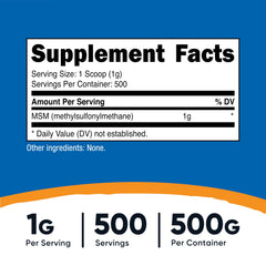 Nutricost MSM Powder serving scoop illustrating easy daily dosing.