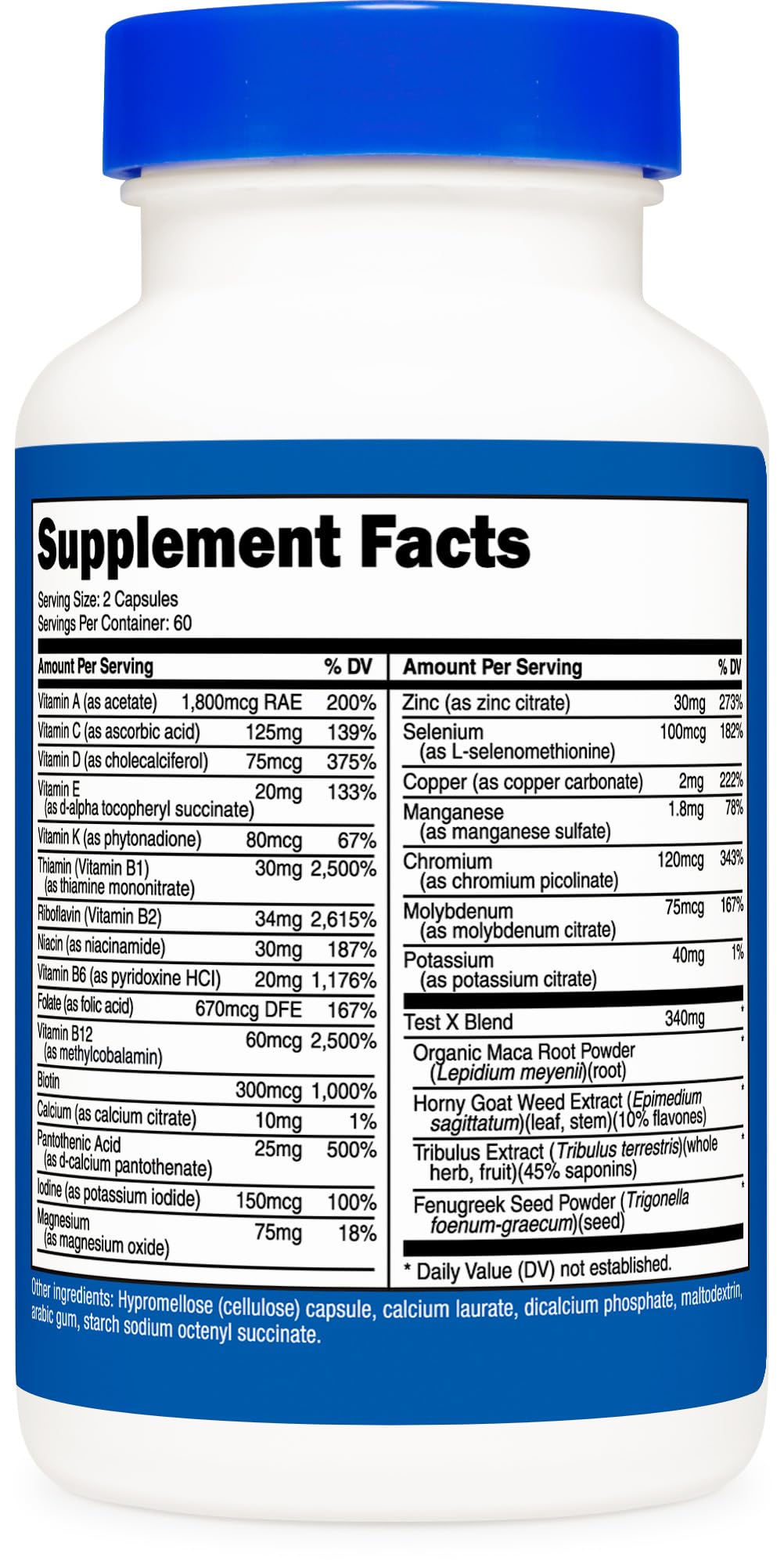 Nutricost Multivitamin for Men bottle open with capsules visible for easy access.