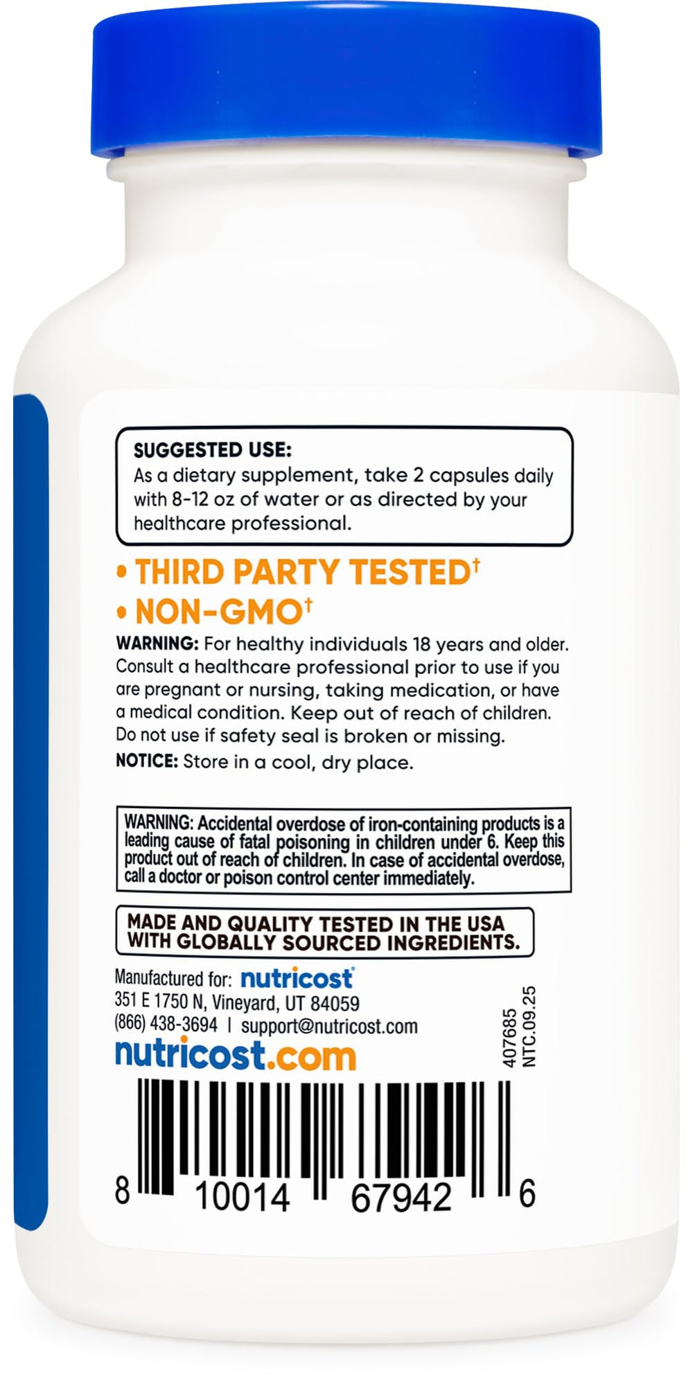 Nutricost Multivitamin serving schedule demonstrates easy everyday use.