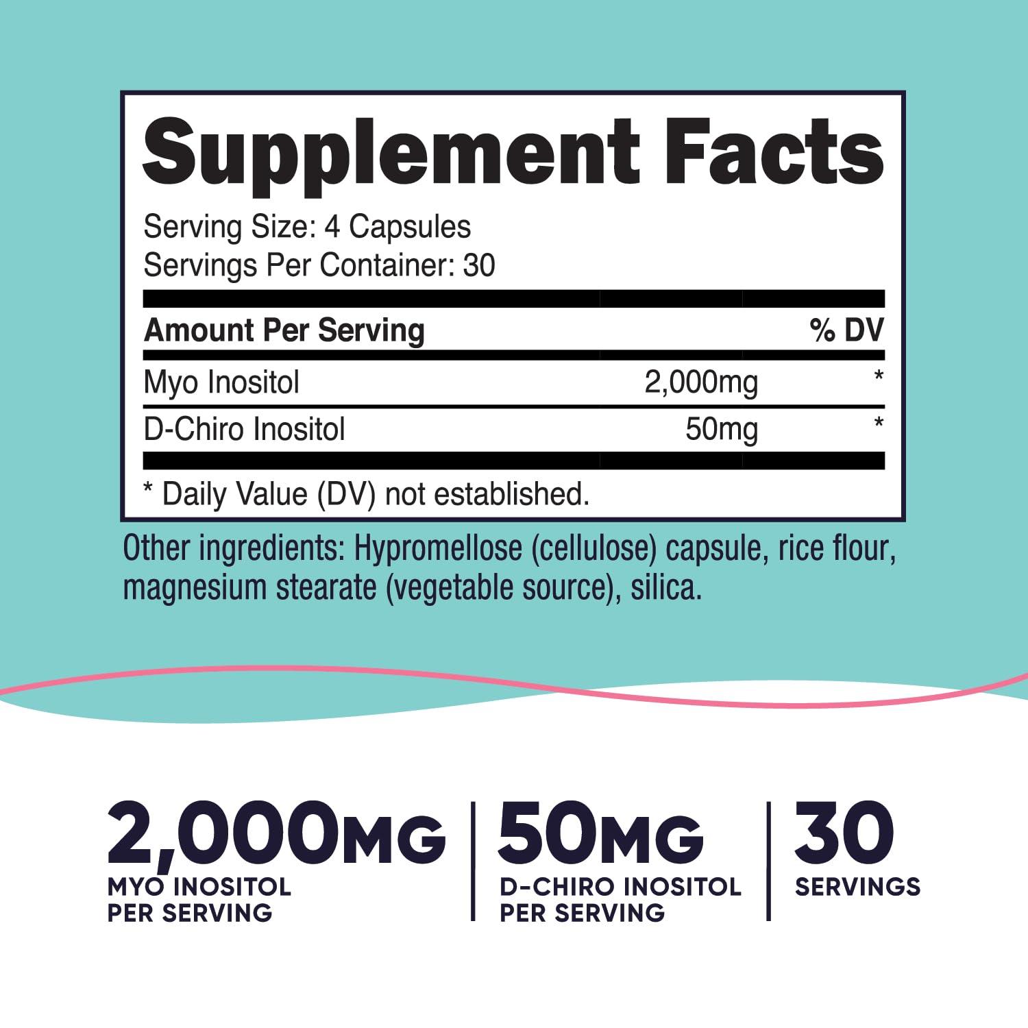 Nutricost capsules close-up highlighting 2000mg Myo Inositol per serving.