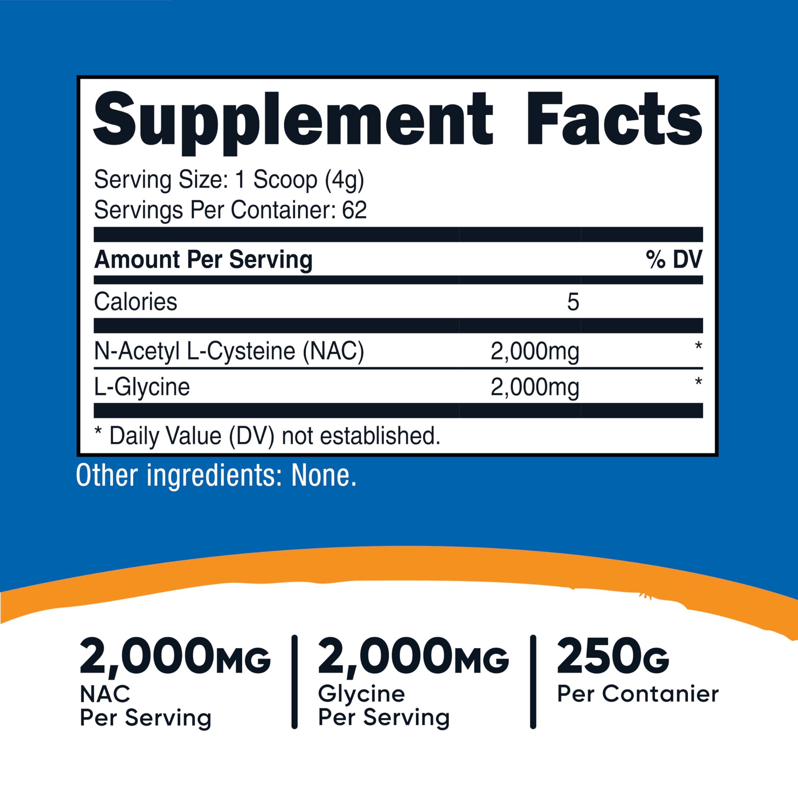 Nutricost NAC and Glycine powder with measuring scoop for precise dosing.