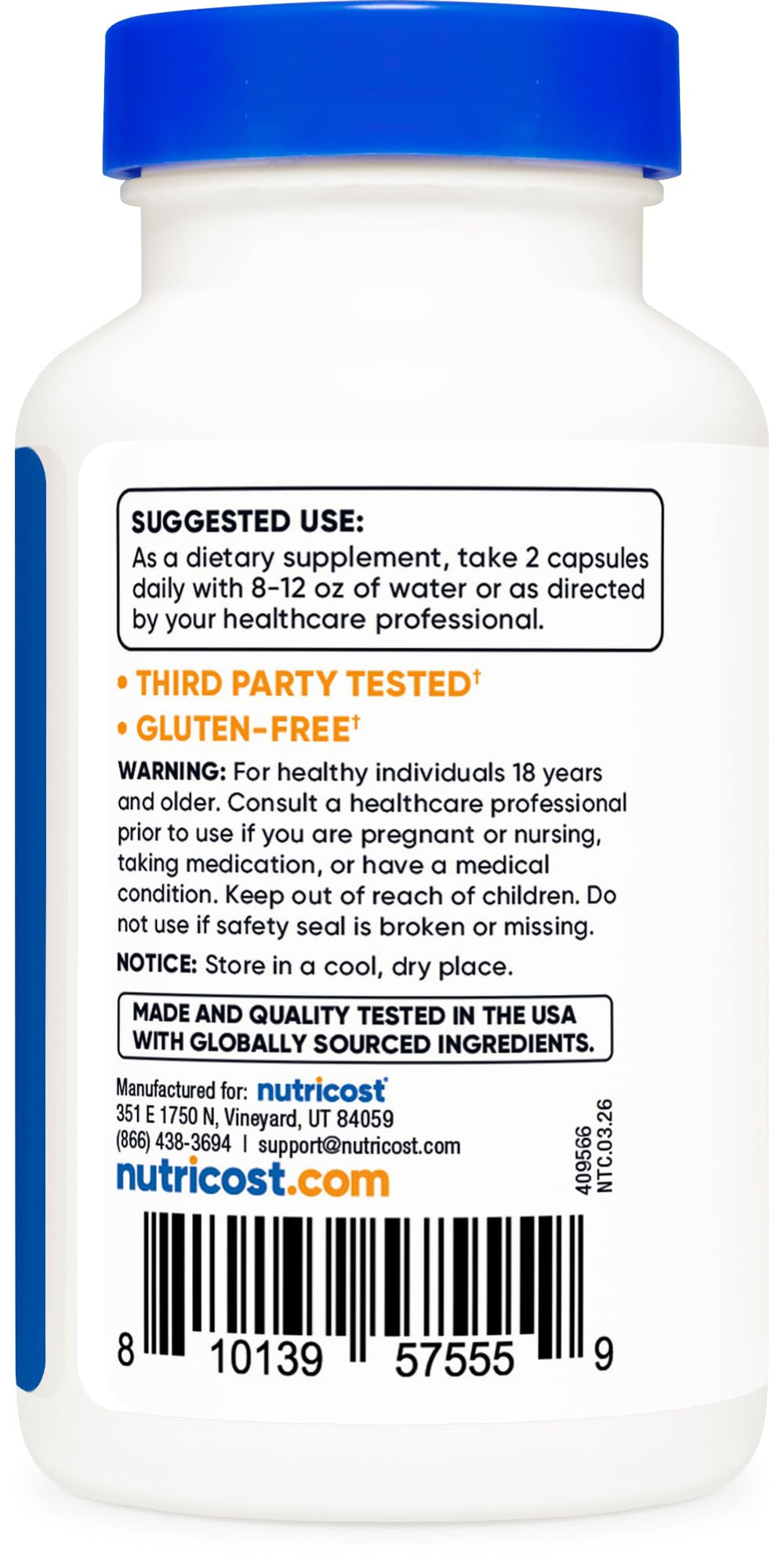 Nutricost NAD+ bottle open reveals capsules inside.