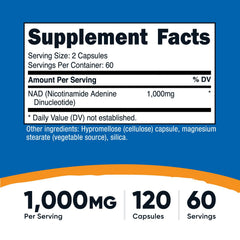 Nutricost NAD+ capsules close-up for vegan daily use.