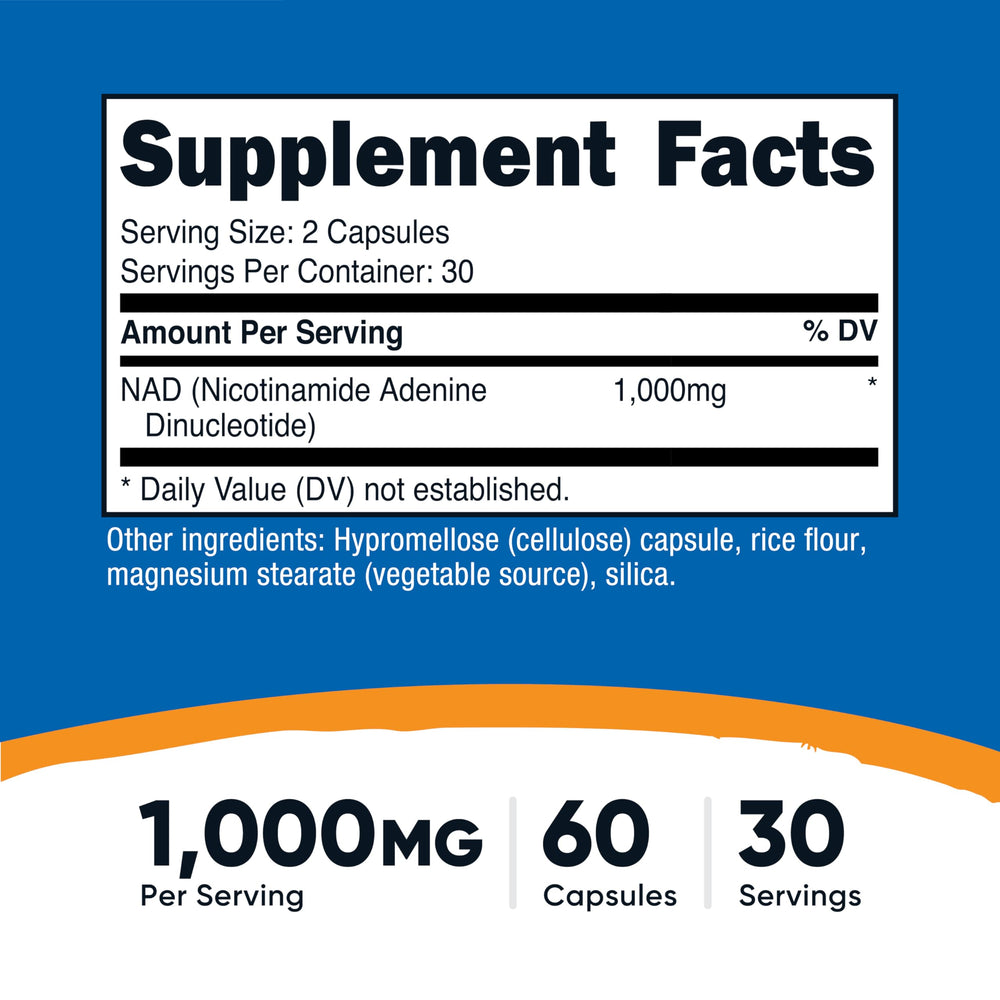 Nutricost NAD+ capsules close-up for easy daily dosing