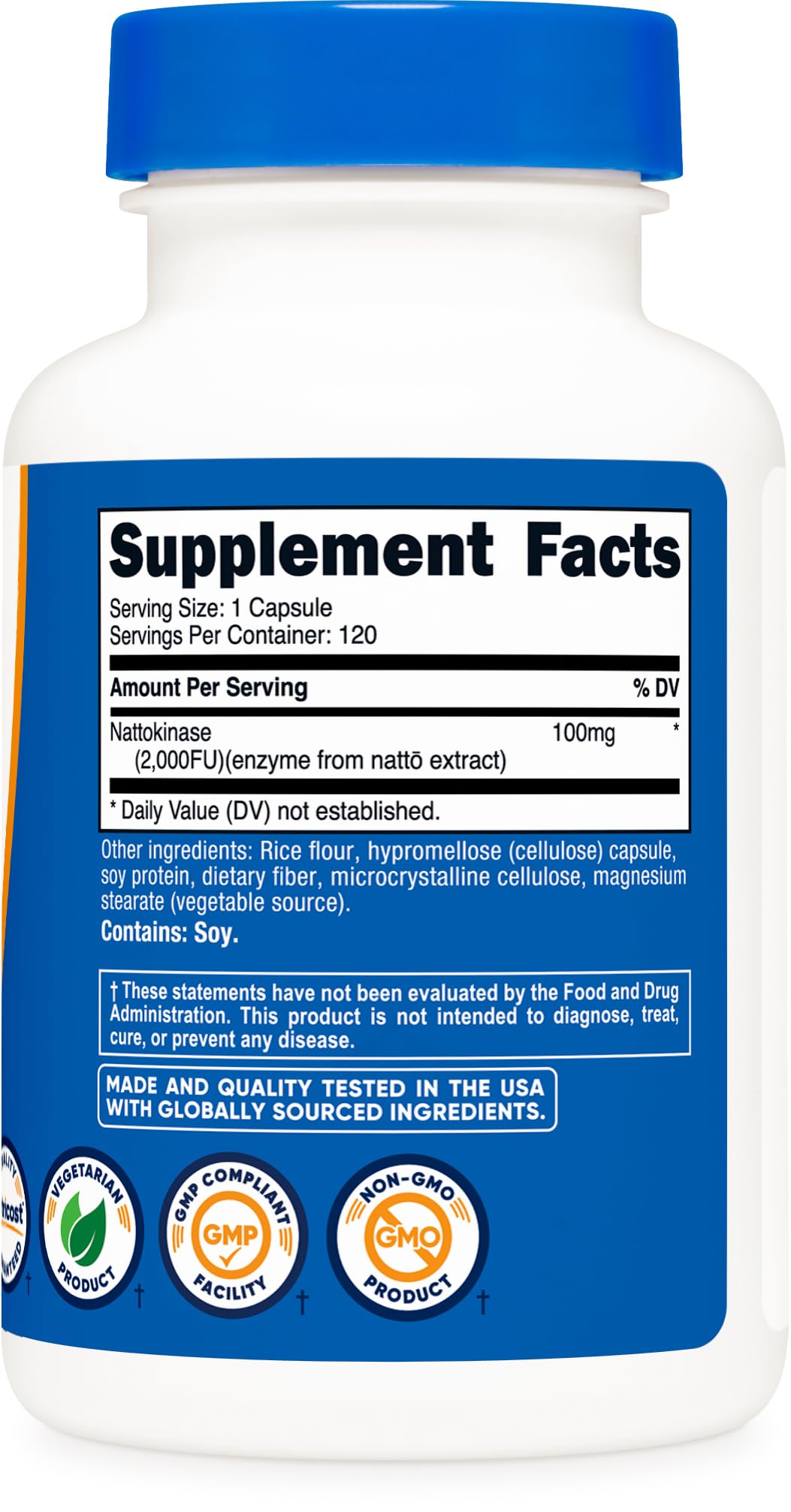Nutricost nattokinase ISO-tested label on bottle