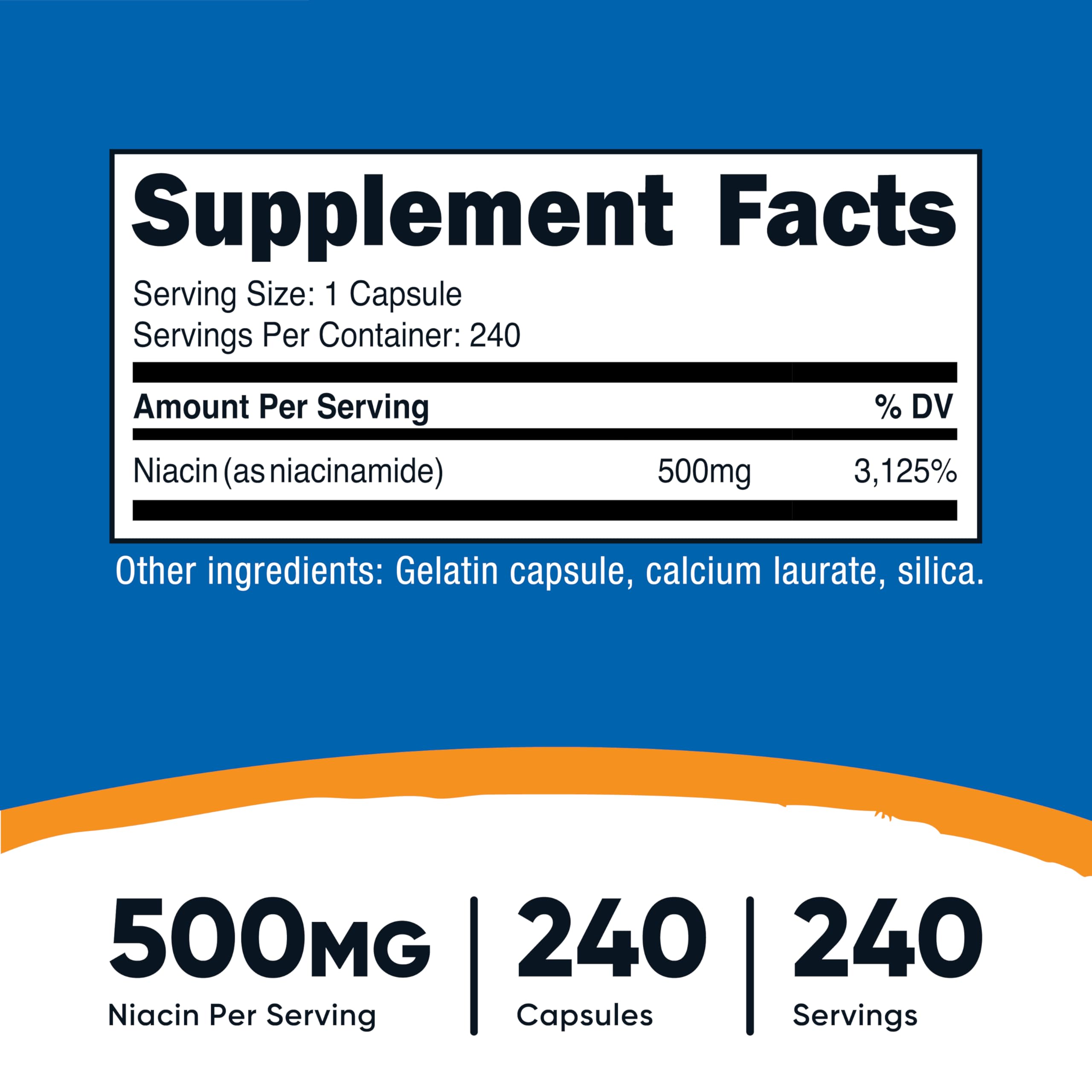 Nutricost Niacinamide 500mg capsules closeup for daily supplementation.