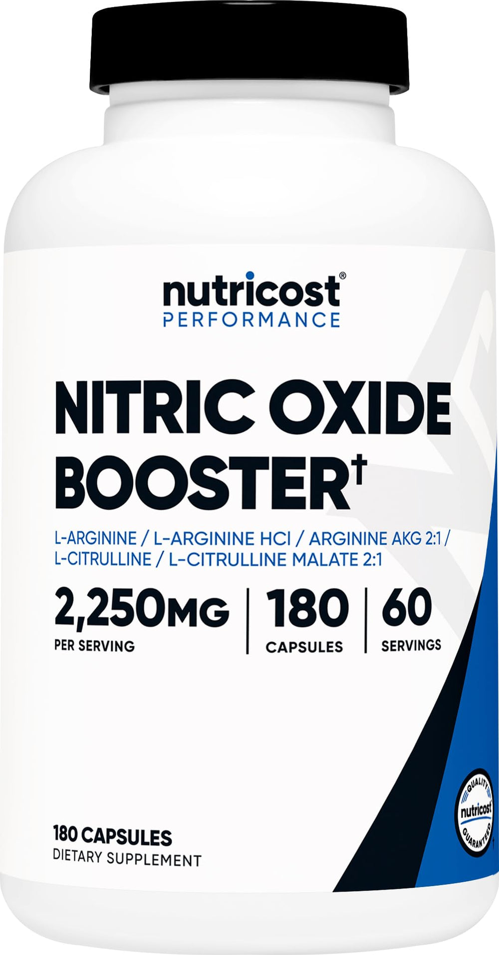 Nutricost Nitric Oxide Booster bottle front view for everyday pre-workout support