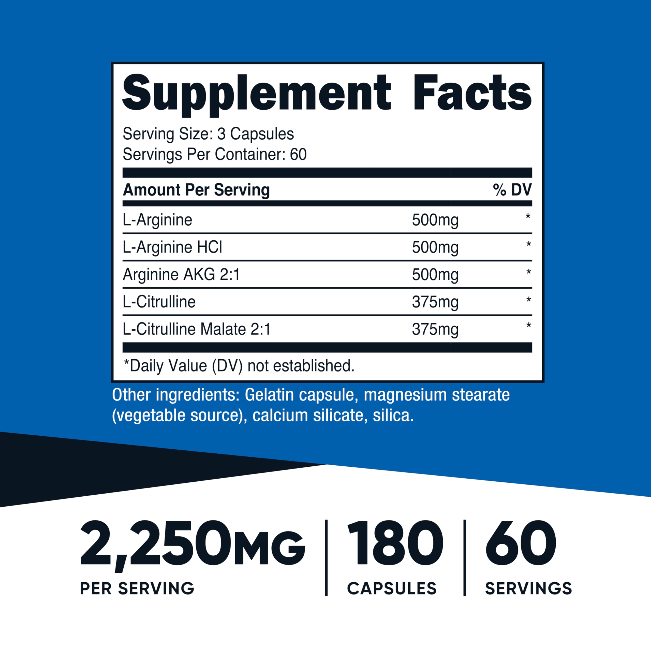 Nutricost Nitric Oxide Booster capsule close-up highlighting 750 mg potency