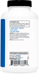 Nutricost Nitric Oxide Booster nutrition label with non-GMO and gluten-free notes