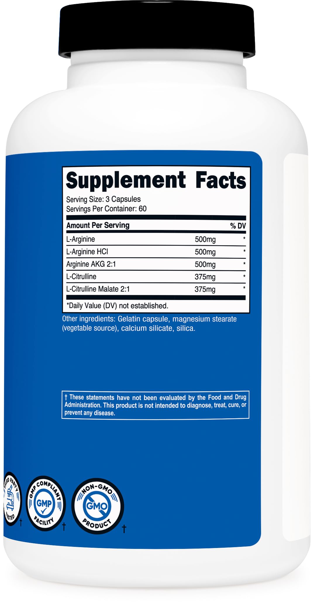 Nutricost Nitric Oxide Booster packaging with brand and quality assurances