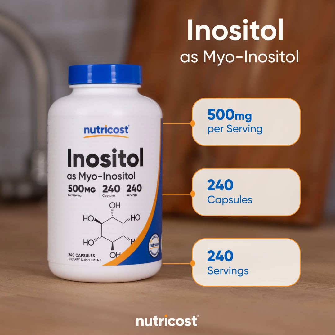 Non-GMO and gluten-free Nutricost Inositol packaging.