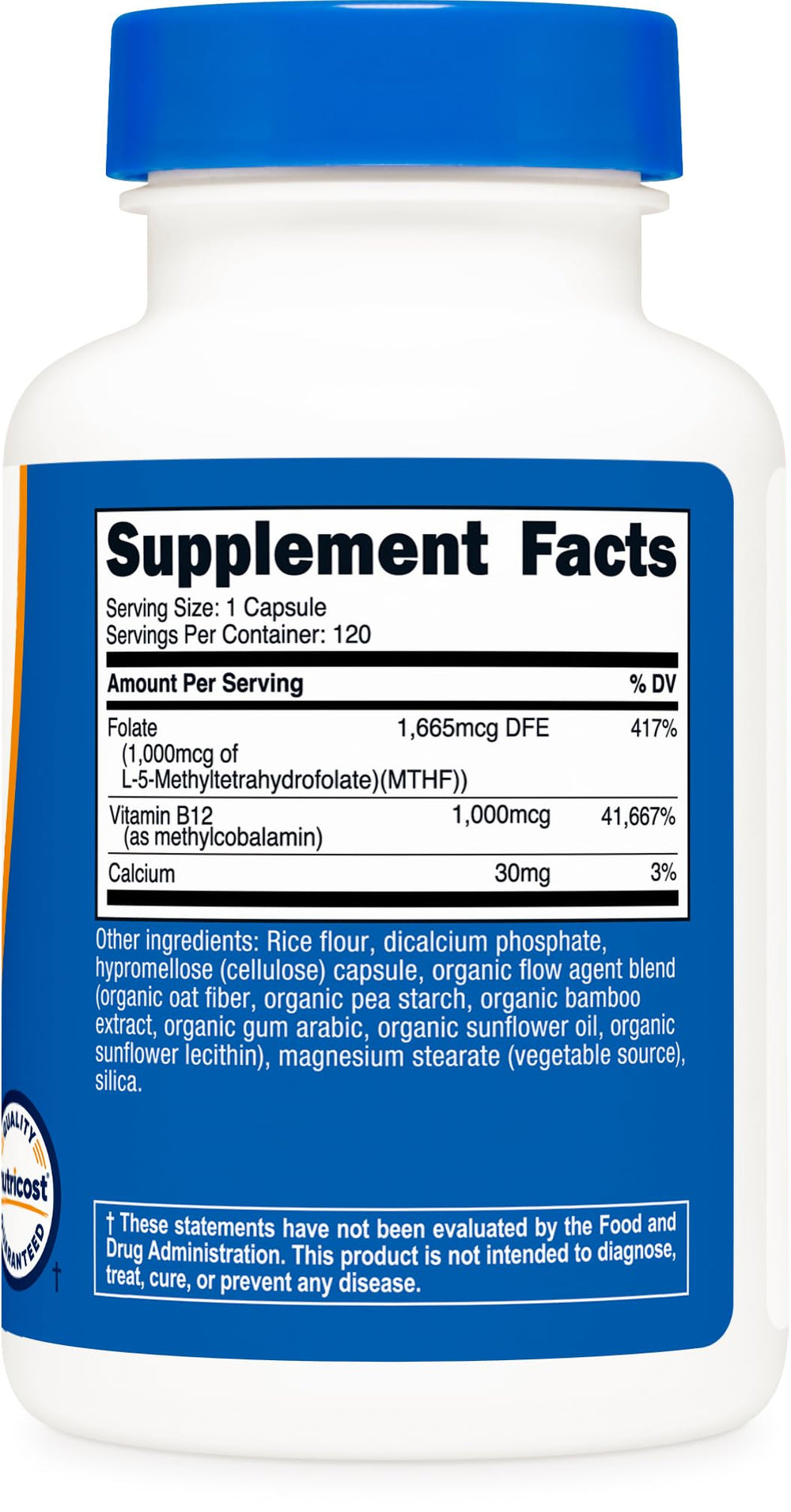 NSF GMP FDA seal beside Nutricost bottle signaling standards