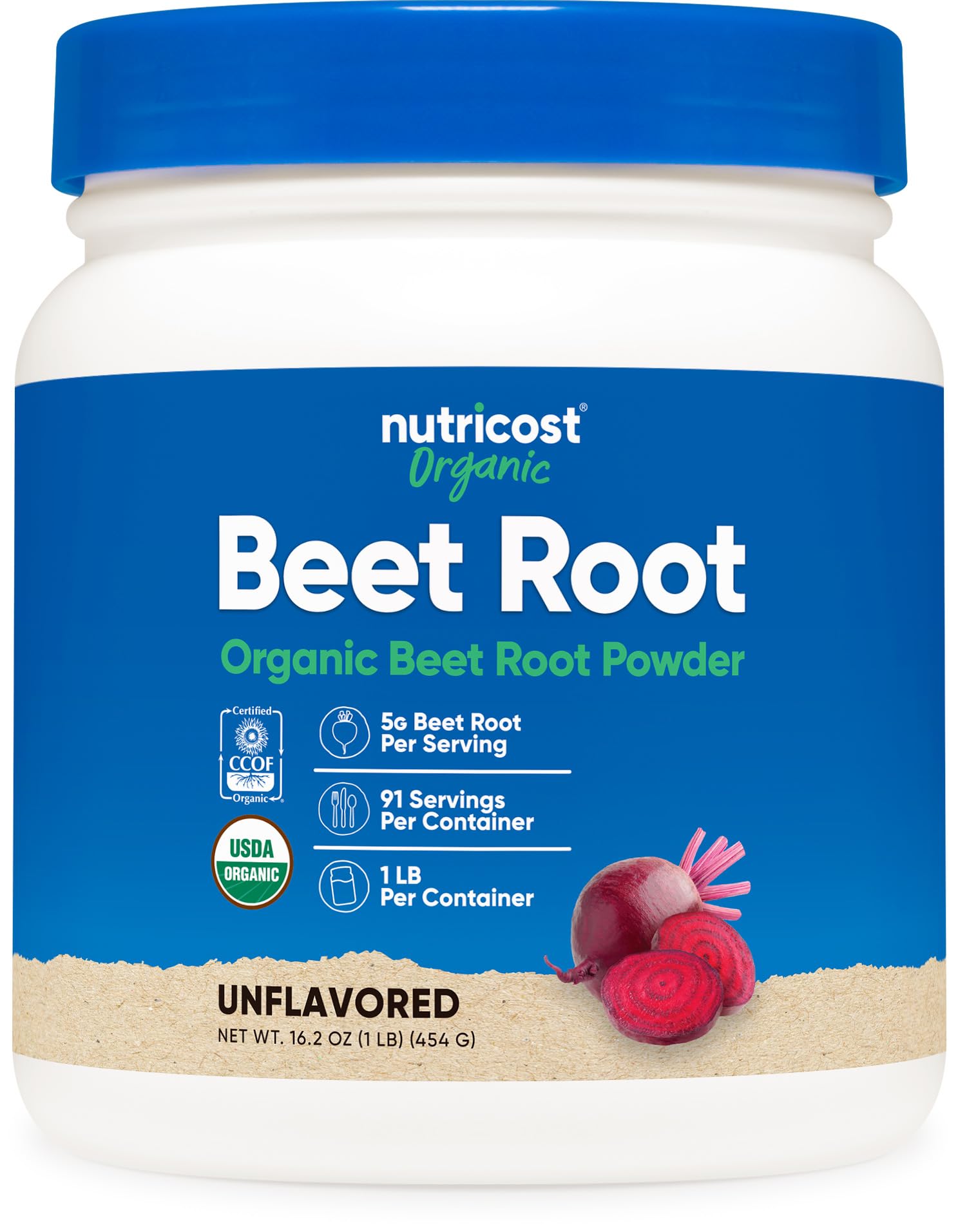 Nutricost organic beet root powder jar for smoothies and baking