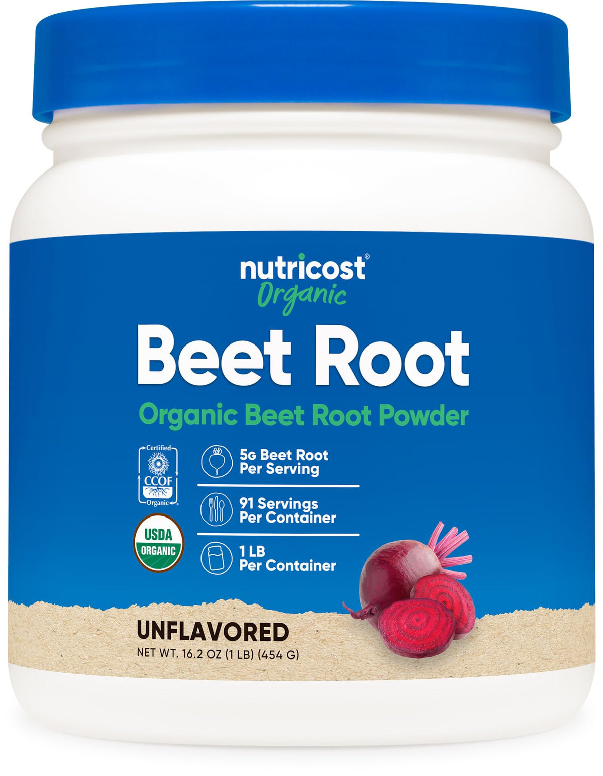 Nutricost organic beet root powder jar for smoothies and baking