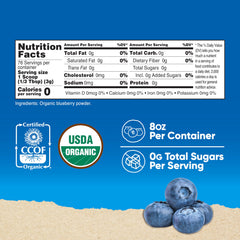 Nutricost Organic Blueberry Powder scoop measuring about 1/3 tablespoon