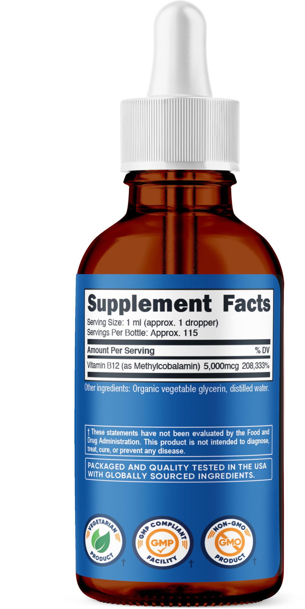 Nutricost B12 methylcobalamin bottle with organic certification symbols.
