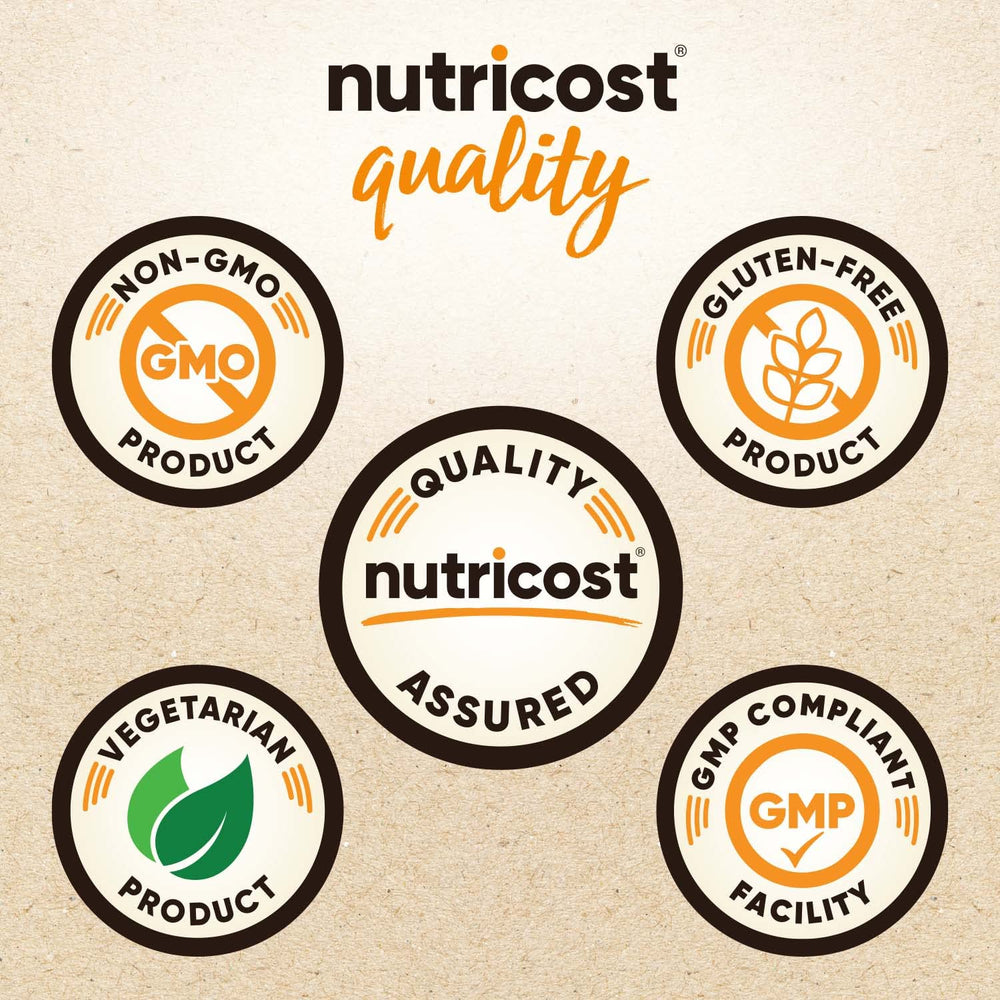 Nutricost Organic Cinnamon Ceylon jar label close-up highlighting non-GMO and gluten-free.