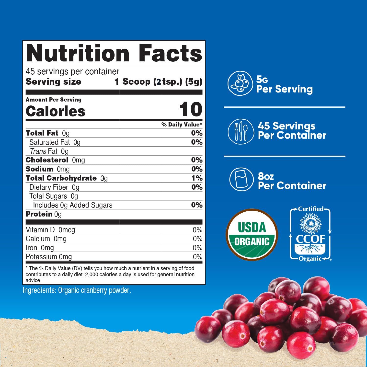 Nutricost Organic Cranberry Powder scoop ready for quick servings